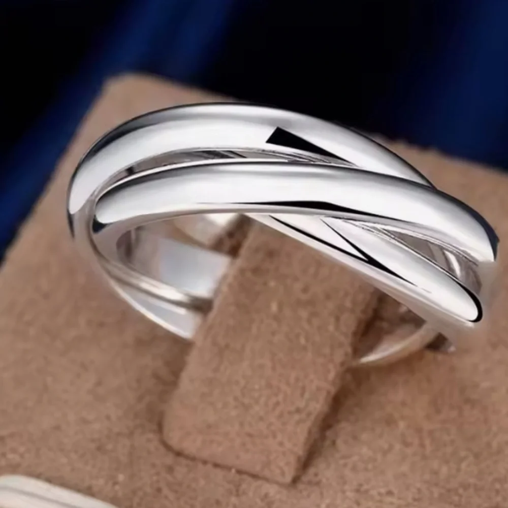 Elegant New 9.25 Sterling Silver Intertwined Ring 7 1/2